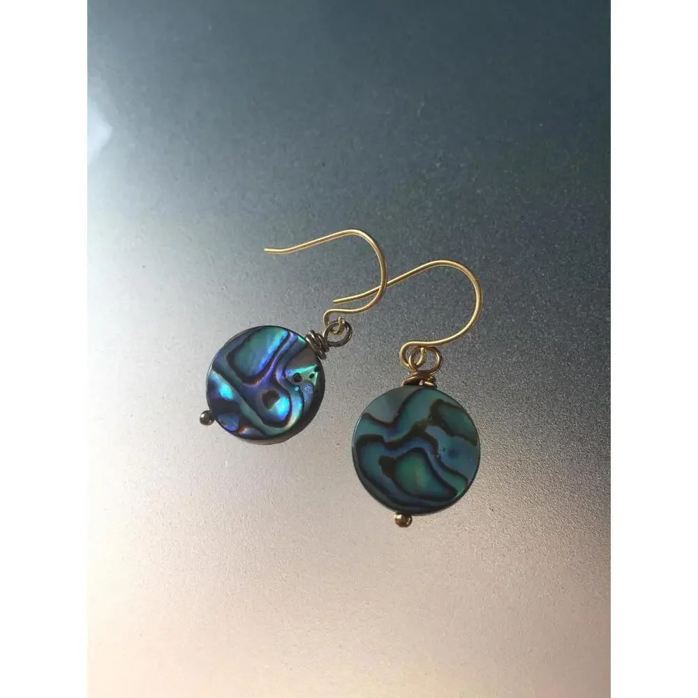Abalone Coin Earrings - Picture 3 of 4
